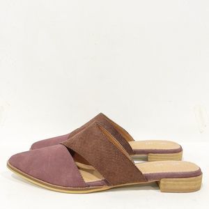 NEW Mi.iM Epic Two Tone Suede Leather Slide Mule Flat Shoes Women 10 Burgundy‎